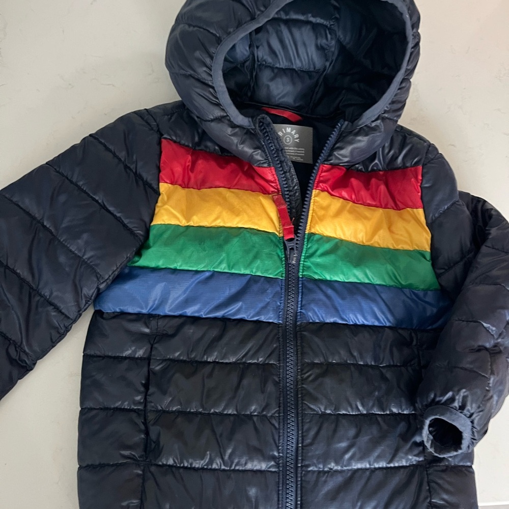 Primary Colorful Striped Puffer Jacket
